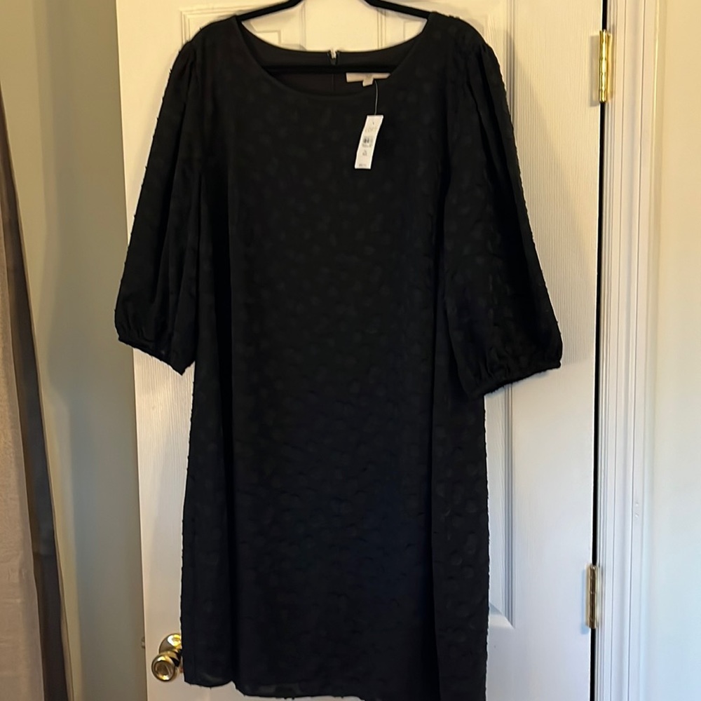 Loft Plus black polka dot textured dress Sz. 20